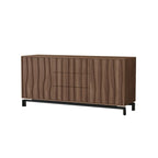 Armoire de rangement utilitaire en bois brun ondulé de style moderne du milieu du siècle