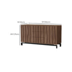 Armoire de rangement utilitaire en bois brun ondulé de style moderne du milieu du siècle