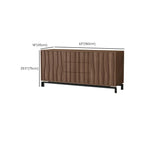 Armoire de rangement utilitaire en bois brun ondulé de style moderne du milieu du siècle