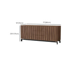 Armoire de rangement utilitaire en bois brun ondulé de style moderne du milieu du siècle