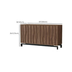 Armoire de rangement utilitaire en bois brun ondulé de style moderne du milieu du siècle