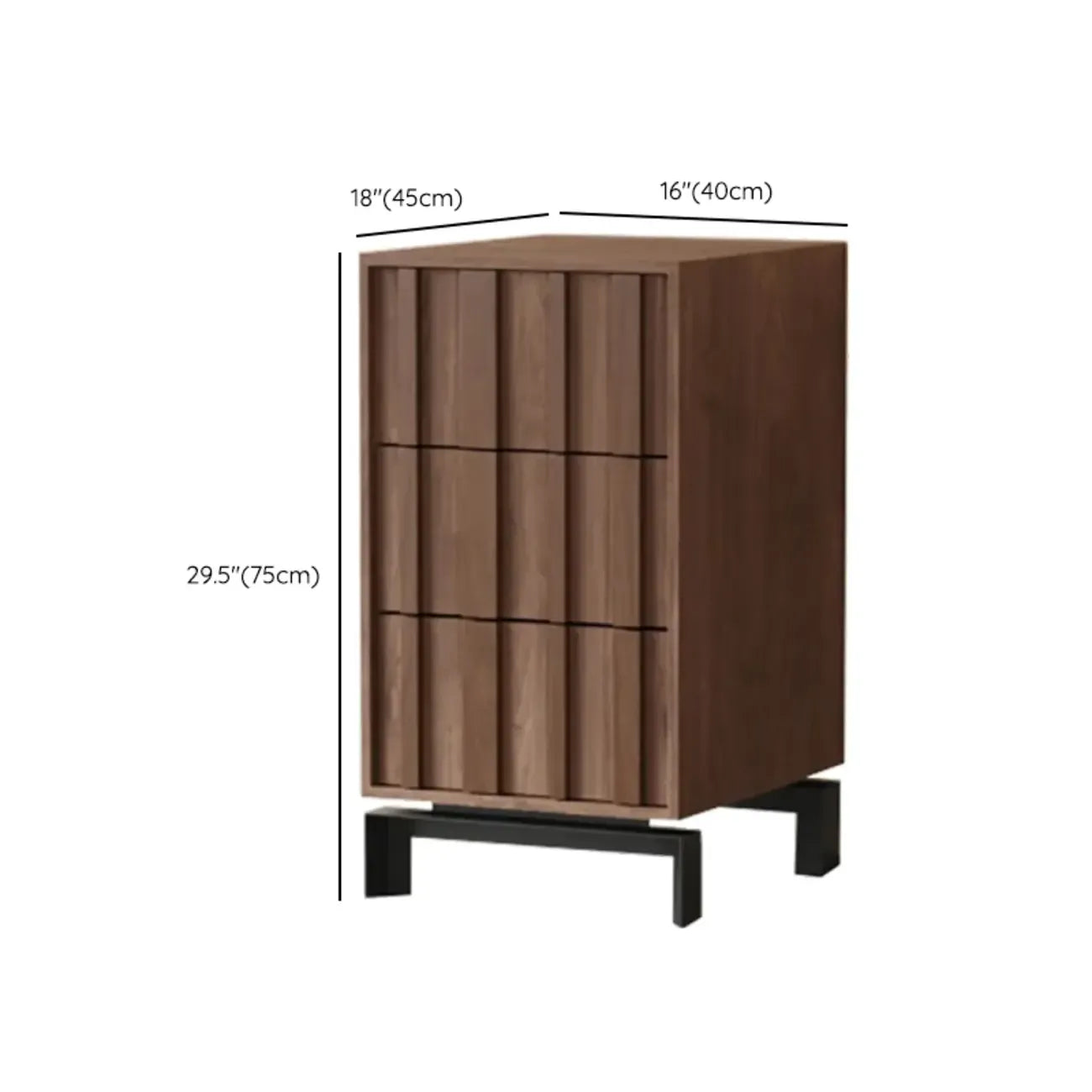 Armoire de rangement utilitaire en bois brun ondulé de style moderne du milieu du siècle