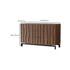 Armoire de rangement utilitaire en bois brun ondulé de style moderne du milieu du siècle