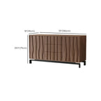 Armoire de rangement utilitaire en bois brun ondulé de style moderne du milieu du siècle