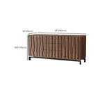 Armoire de rangement utilitaire en bois brun ondulé de style moderne du milieu du siècle
