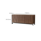 Armoire de rangement utilitaire en bois brun ondulé de style moderne du milieu du siècle