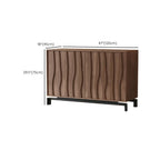 Armoire de rangement utilitaire en bois brun ondulé de style moderne du milieu du siècle