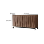 Armoire de rangement utilitaire en bois brun ondulé de style moderne du milieu du siècle