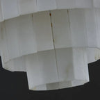 Lustre circulaire classique à plusieurs niveaux en albâtre doré