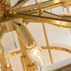 Lustre circulaire classique à plusieurs niveaux en albâtre doré
