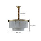 Lustre circulaire classique à plusieurs niveaux en albâtre doré