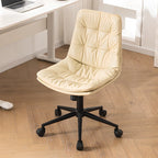 Fauteuil de bureau pivotant réglable en similicuir beige moderne