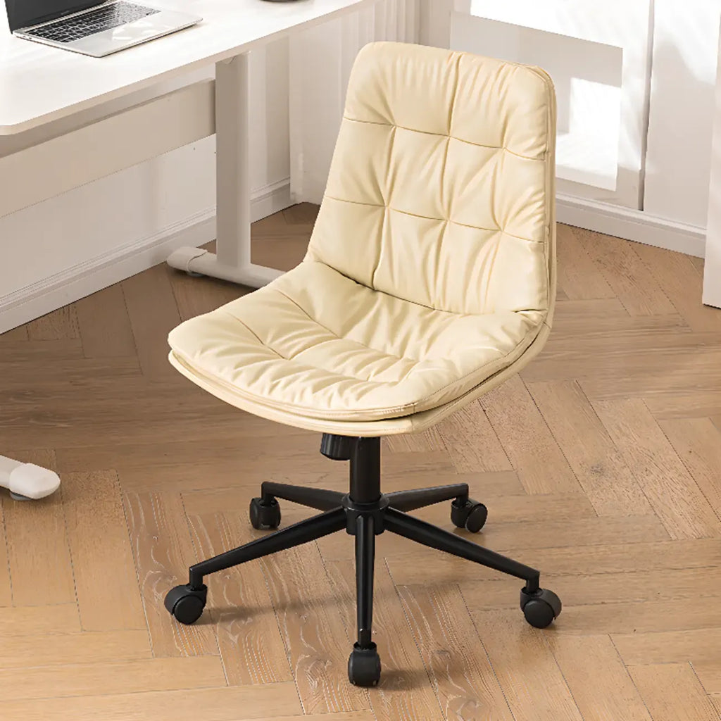 Fauteuil de bureau pivotant réglable en similicuir beige moderne