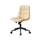 Fauteuil de bureau pivotant réglable en similicuir beige moderne