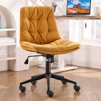 Fauteuil de bureau pivotant réglable en similicuir beige moderne