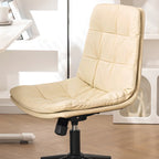 Fauteuil de bureau pivotant réglable en similicuir beige moderne