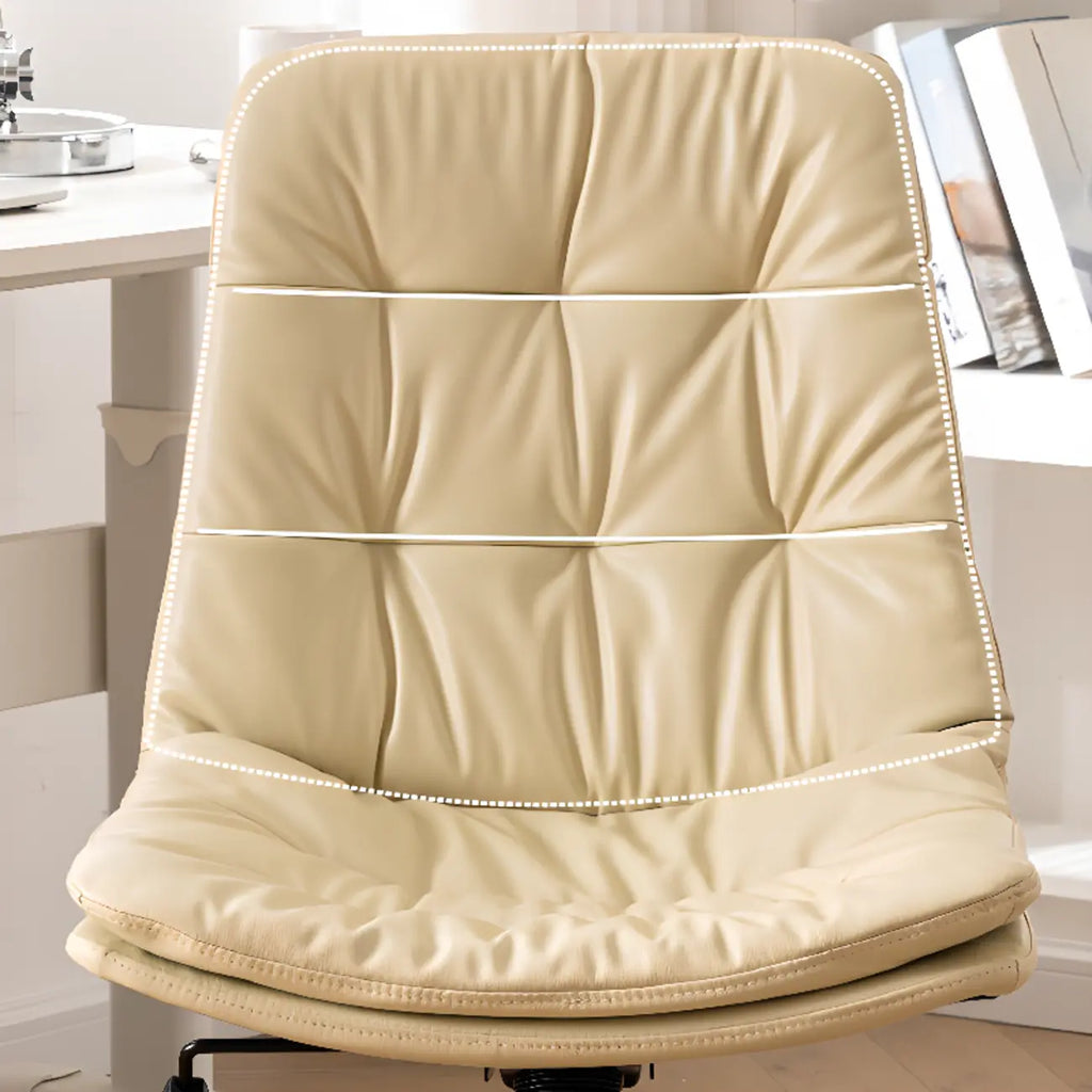 Fauteuil de bureau pivotant réglable en similicuir beige moderne