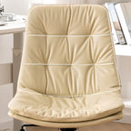 Fauteuil de bureau pivotant réglable en similicuir beige moderne