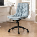 Fauteuil de bureau pivotant réglable en similicuir beige moderne