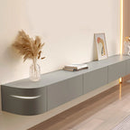 Mobile TV galleggiante lungo 87 in legno massello grigio con cassetti