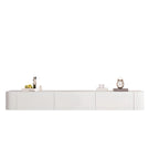 Mobile TV galleggiante lungo 87 in legno massello grigio con cassetti