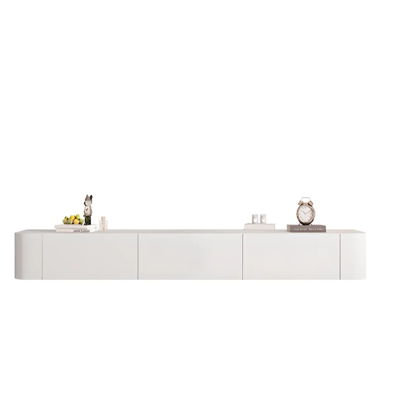 Mobile TV galleggiante lungo 87 in legno massello grigio con cassetti