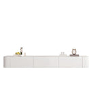 Mobile TV galleggiante lungo 87 in legno massello grigio con cassetti