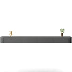 Mobile TV galleggiante lungo 87 in legno massello grigio con cassetti