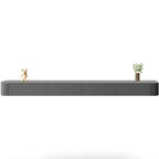 Mobile TV galleggiante lungo 87 in legno massello grigio con cassetti
