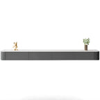 Mobile TV galleggiante lungo 87 in legno massello grigio con cassetti