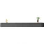 Mobile TV galleggiante lungo 87 in legno massello grigio con cassetti