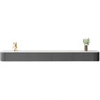 Mobile TV galleggiante lungo 87 in legno massello grigio con cassetti