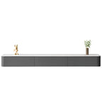 Mobile TV galleggiante lungo 87 in legno massello grigio con cassetti