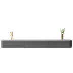 Mobile TV galleggiante lungo 87 in legno massello grigio con cassetti