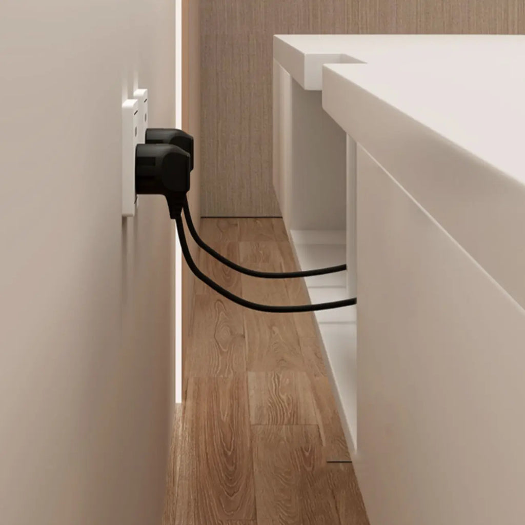 Mobile TV galleggiante lungo 87 in legno massello grigio con cassetti