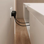 Mobile TV galleggiante lungo 87 in legno massello grigio con cassetti
