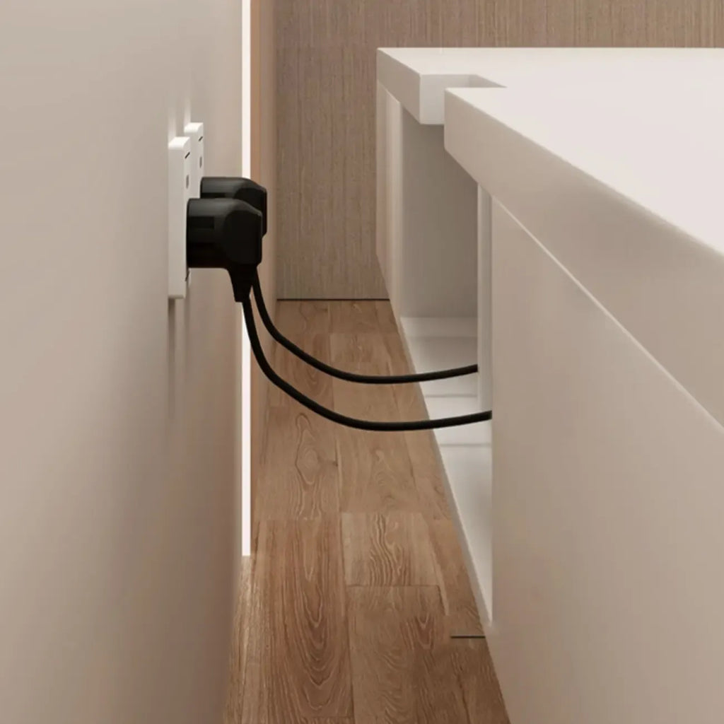 Mobile TV galleggiante lungo 87 in legno massello grigio con cassetti
