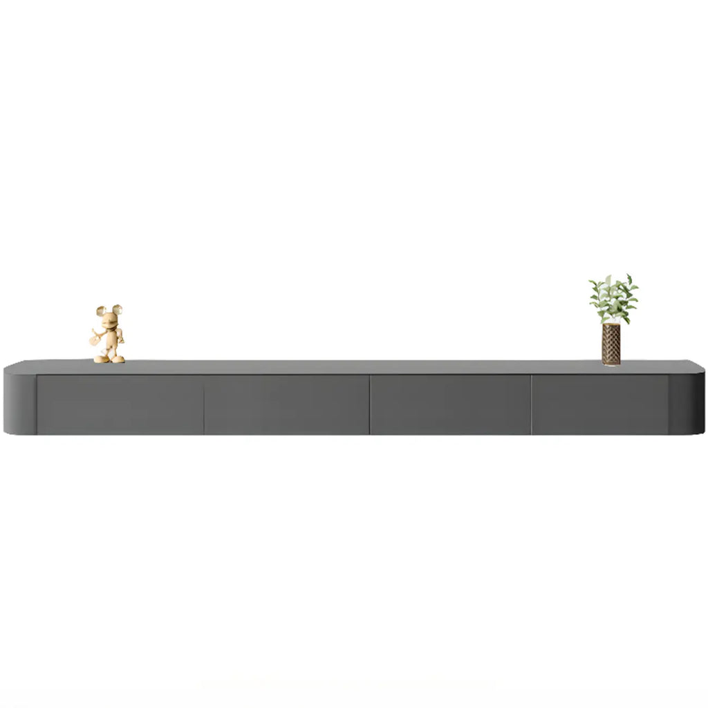 Mobile TV galleggiante lungo 87 in legno massello grigio con cassetti
