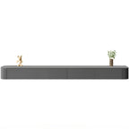 Mobile TV galleggiante lungo 87 in legno massello grigio con cassetti