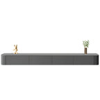 Mobile TV galleggiante lungo 87 in legno massello grigio con cassetti