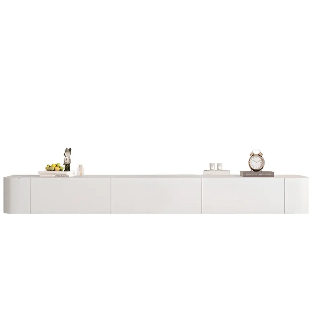 Mobile TV galleggiante lungo 87 in legno massello grigio con cassetti