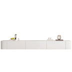 Mobile TV galleggiante lungo 87 in legno massello grigio con cassetti