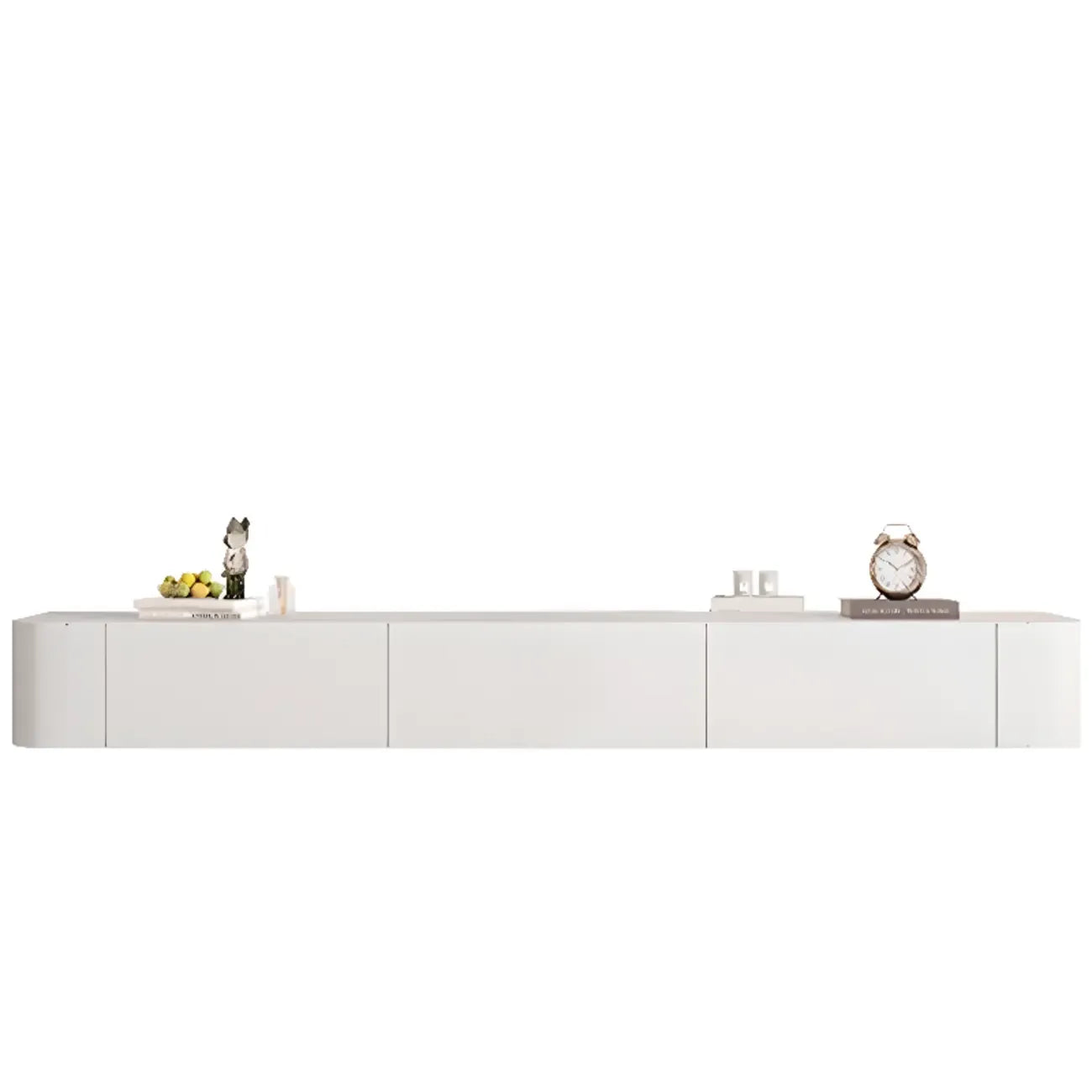 Mobile TV galleggiante lungo 87 in legno massello grigio con cassetti