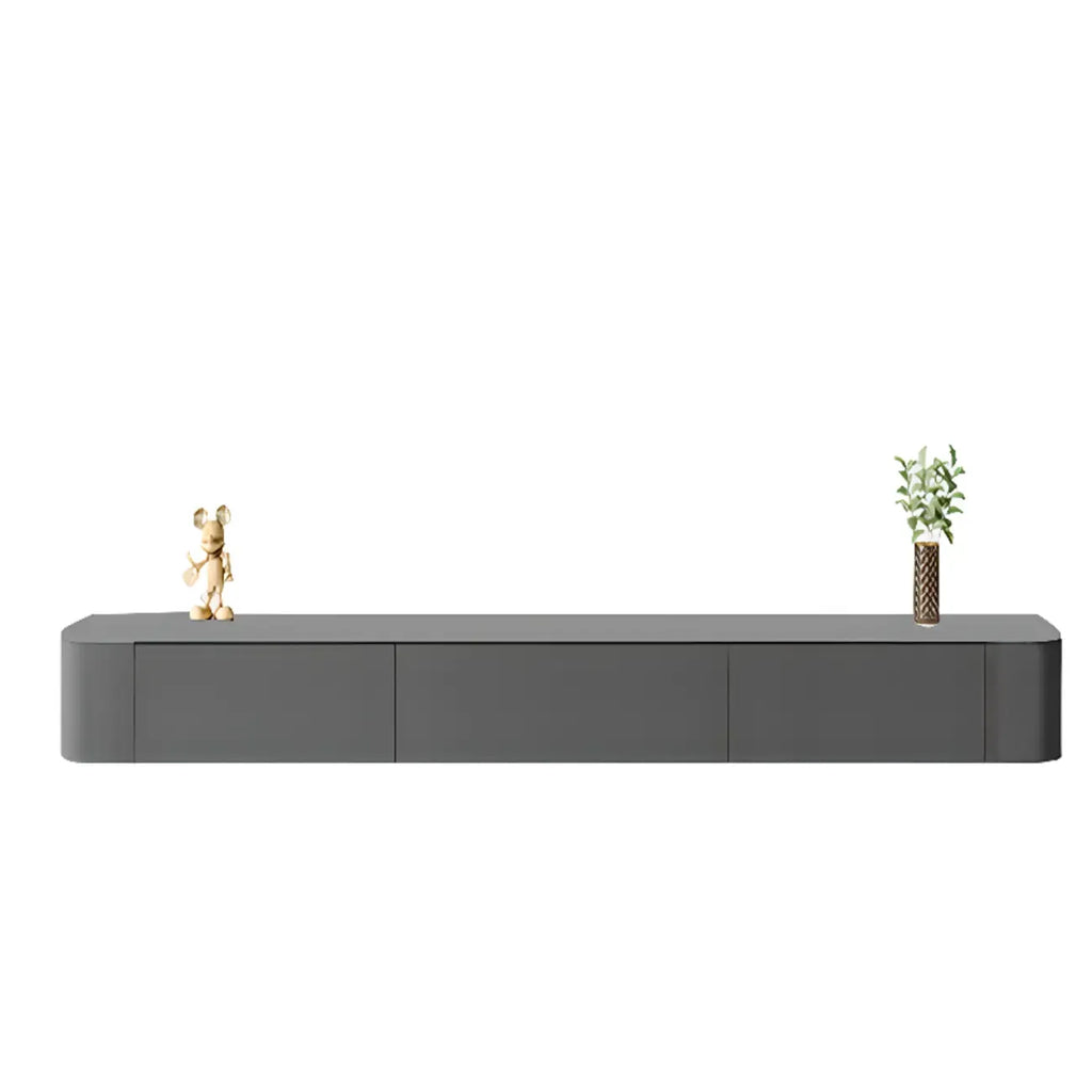 Mobile TV galleggiante lungo 87 in legno massello grigio con cassetti