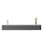 Mobile TV galleggiante lungo 87 in legno massello grigio con cassetti