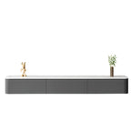 Mobile TV galleggiante lungo 87 in legno massello grigio con cassetti