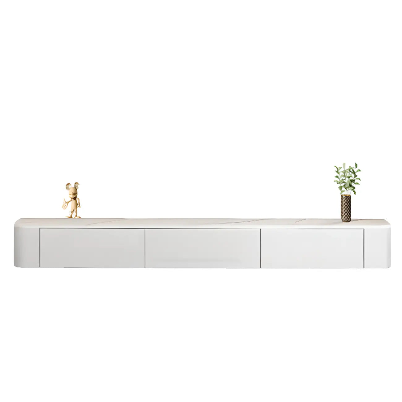 Mobile TV galleggiante lungo 87 in legno massello grigio con cassetti