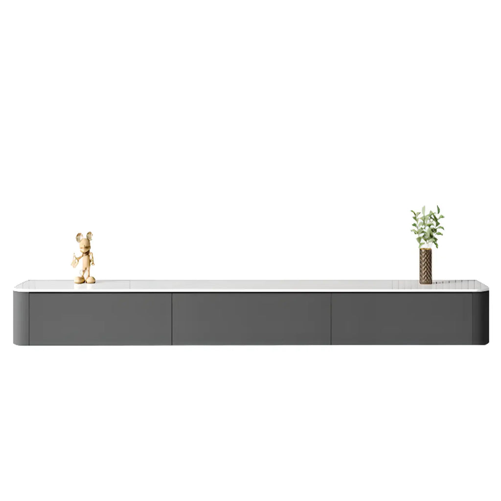 Mobile TV galleggiante lungo 87 in legno massello grigio con cassetti