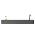 Mobile TV galleggiante lungo 87 in legno massello grigio con cassetti