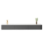 Mobile TV galleggiante lungo 87 in legno massello grigio con cassetti
